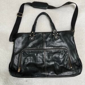 Liz Claiborne Leather Briefcase Tote Large Sz 12”X17” Dark Brown